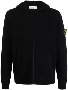 Stone Island худи на молнии с нашивкой Compass, черный