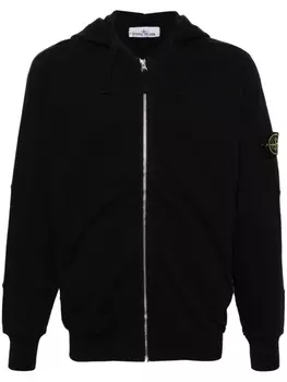 Stone Island худи на молнии с нашивкой Compass, черный