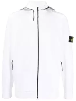 Stone Island худи на молнии с нашивкой Compass, белый