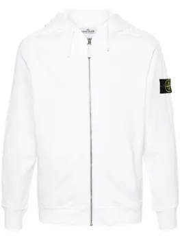 Stone Island худи на молнии с нашивкой Compass, нейтральный цвет