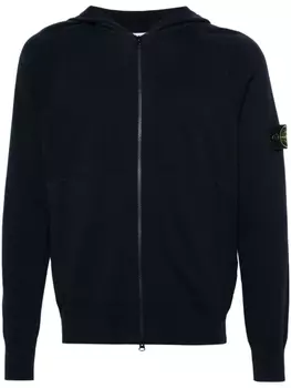Stone Island худи на молнии с нашивкой Compass, синий