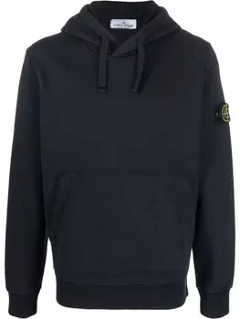 Stone Island худи с кулиской и нашивкой Compass, синий