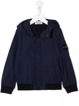 Stone Island Junior бомбер с нашивкой-логотипом, синий