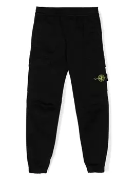 Stone Island Junior брюки-карго из хлопка с логотипом «компас», черный