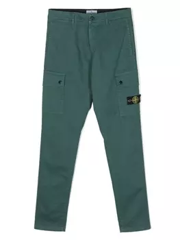 Stone Island Junior брюки карго с логотипом Compass, зеленый