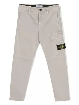 Stone Island Junior брюки карго с нашивкой Compass, серый
