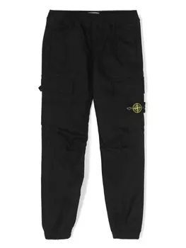 Stone Island Junior брюки карго с нашивкой Compass, черный