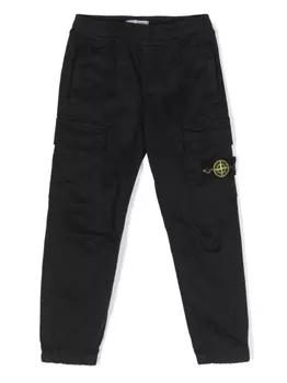 Stone Island Junior брюки карго с нашивкой-логотипом, синий