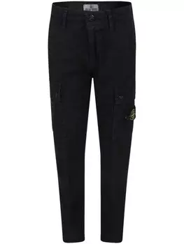 Stone Island Junior брюки карго с нашивкой Compass, черный