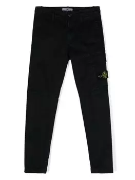 Stone Island Junior брюки-карго с значком компаса, синий