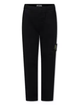 Stone Island Junior брюки с нашивкой Compass, черный