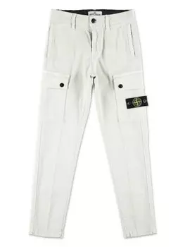 Stone Island Junior брюки с нашивкой Compass, нейтральный цвет