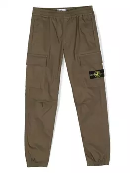 Stone Island Junior Compass-patch cargo trousers, зеленый