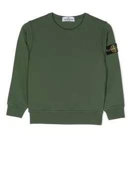 Stone Island Junior Compass-patch crew-neck sweatshirt, зеленый