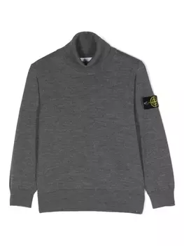 Stone Island Junior джемпер из вирджинской шерсти с нашивкой Compass, серый