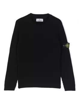 Stone Island Junior джемпер из вирджинской шерсти с нашивкой Compass, синий