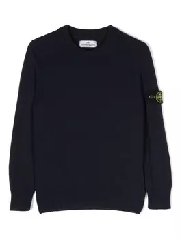 Stone Island Junior джемпер с круглым вырезом и нашивкой Compass, синий