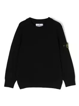 Stone Island Junior джемпер с круглым вырезом и нашивкой Compass, черный