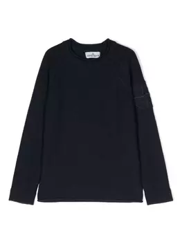 Stone Island Junior джемпер с круглым вырезом и логотипом Compass, синий
