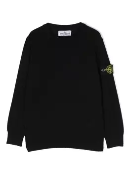 Stone Island Junior джемпер с круглым вырезом и логотипом Compass, черный