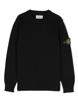 Stone Island Junior джемпер с нашивкой-логотипом, черный