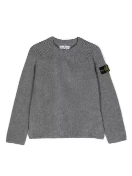 Stone Island Junior джемпер с рукавами реглан и нашивкой Compass, серый