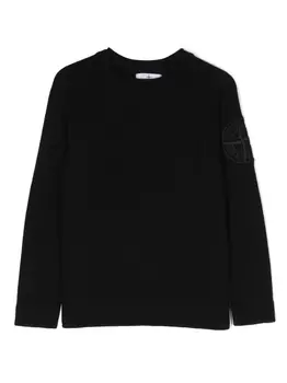Stone Island Junior джемпер с вышитым логотипом, черный