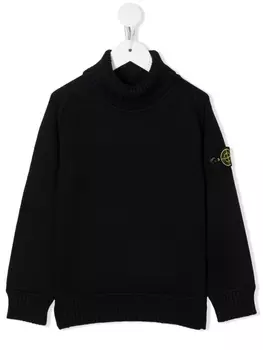 Stone Island Junior джемпер с высоким воротником и нашивкой Compass, синий