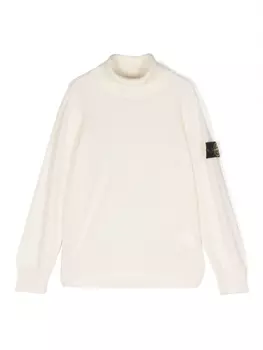 Stone Island Junior джемпер с высоким воротником и логотипом Compass, белый