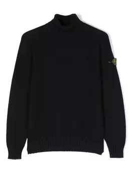 Stone Island Junior джемпер с высоким воротником и логотипом Compass, синий