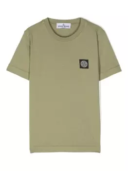 Stone Island Junior футболка из хлопка с нашивкой в виде компаса, зеленый