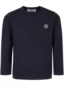 Stone Island Junior футболка из хлопка с длинными рукавами, синий