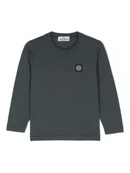 Stone Island Junior футболка из хлопка с нашивкой в виде компаса, зеленый