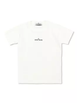Stone Island Junior футболка из хлопка с принтом «компас», белый