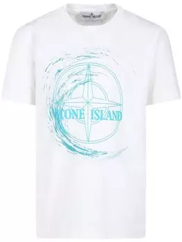 Stone Island Junior футболка из хлопка с логотипом, белый