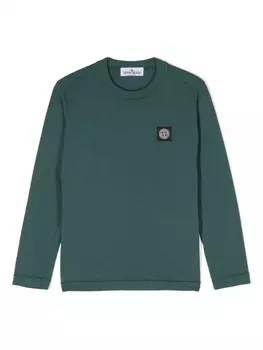 Stone Island Junior футболка с длинными рукавами и нашивкой Compass, зеленый