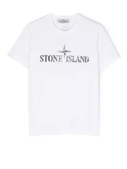 Stone Island Junior футболка с логотипом, белый