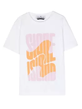 Stone Island Junior футболка с логотипом, белый