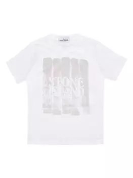 Stone Island Junior футболка с логотипом, белый