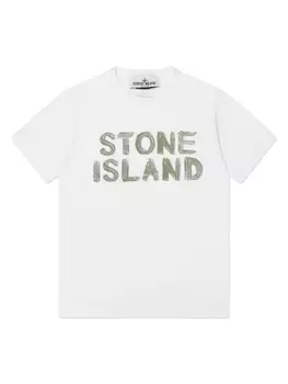 Stone Island Junior футболка с логотипом, белый