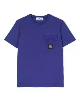 Stone Island Junior футболка с логотипом Compass, синий