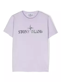 Stone Island Junior футболка с логотипом, фиолетовый