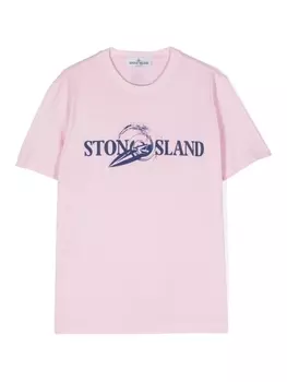 Stone Island Junior футболка с логотипом, розовый