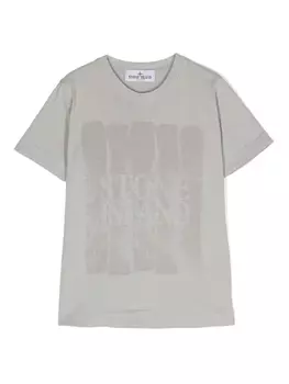 Stone Island Junior футболка с логотипом, серый