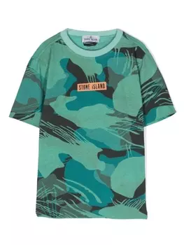 Stone Island Junior футболка с логотипом, зеленый