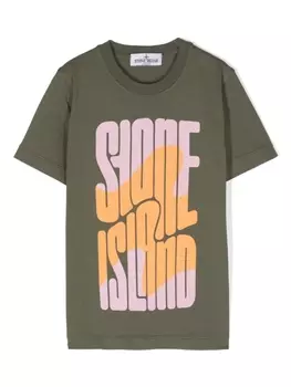 Stone Island Junior футболка с логотипом, зеленый