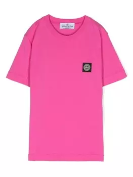 Stone Island Junior футболка с нашивкой Compass, розовый