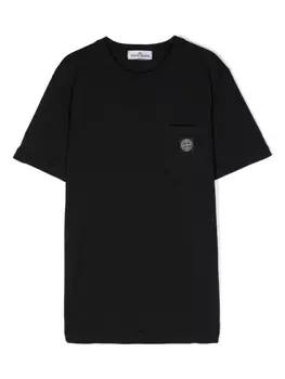 Stone Island Junior футболка с нашивкой Compass, черный