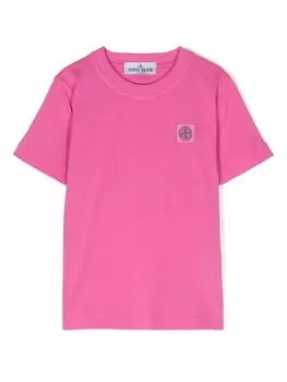 Stone Island Junior футболка с нашивкой Compass, розовый