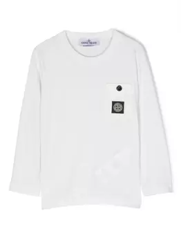 Stone Island Junior футболка с нашивкой-логотипом, белый